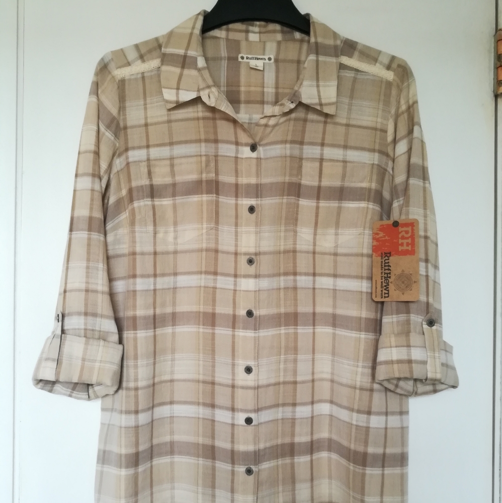 Ruff Hewn NWT button up shirt , size L